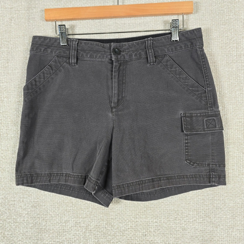 Eddie Bauer Womens Cargo Shorts Size 6‎ Faded Black Cotton Stretch Utility